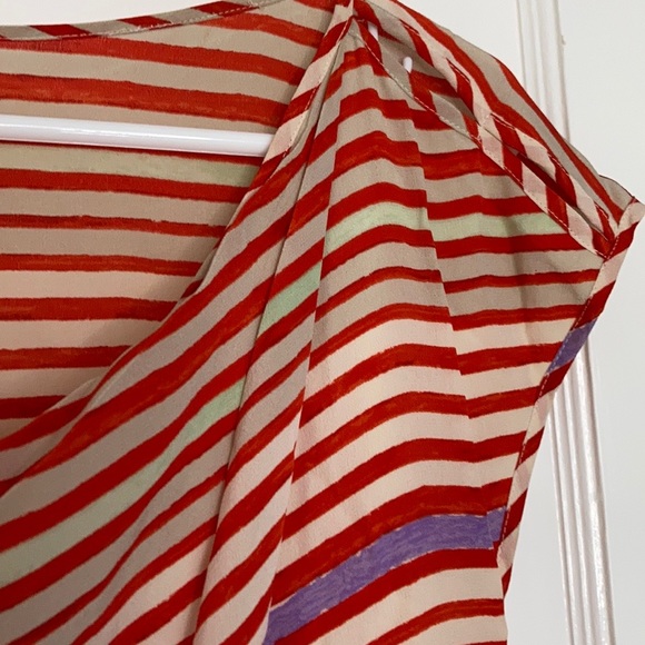 Madewell Striped Red and Cream Silk Dress - Picture 8 of 14